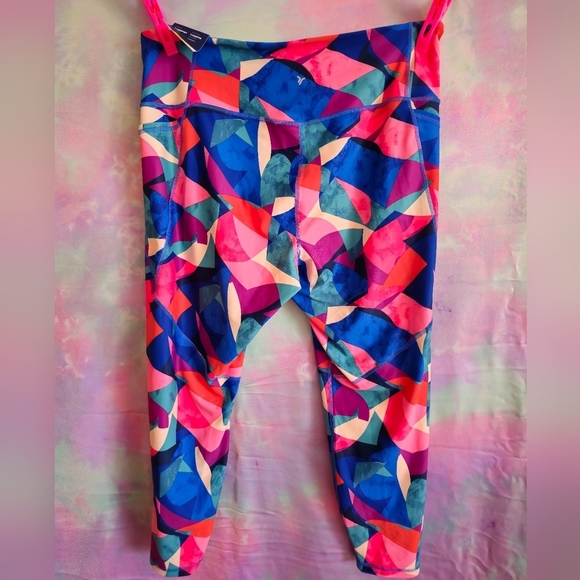 Old Navy Pink Geometric High-Waisted PowerSoft 7/8 Leggings Size 2X - Picture 6 of 8